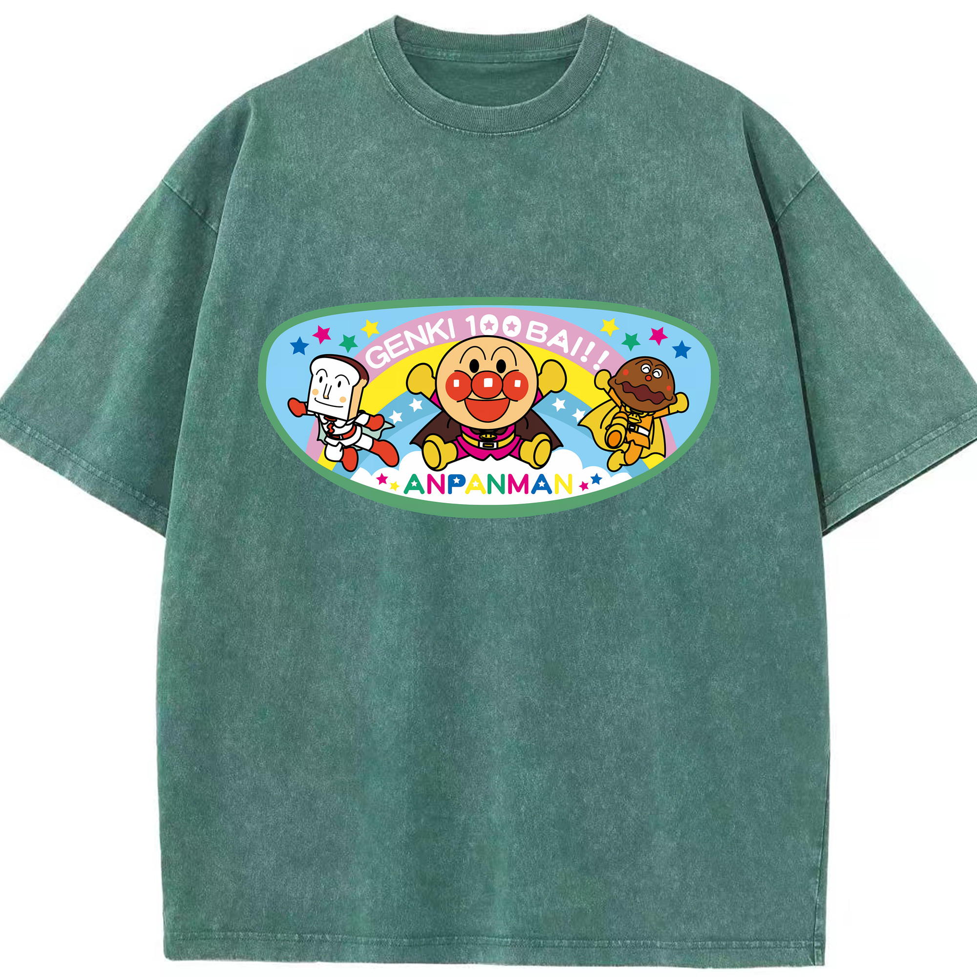 （画像用） アンパンマン Anpanman 綿100% ヴィンテージ風 半袖Tシャツ（フロントプリント）